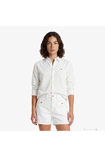 Tommy Hilfiger Tommy Jeans TJW REG OXFORD SHIRT Kadın beyaz Gömlek DW0DW19890YBL