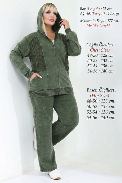 Laden Women's Plus Size Seasonal 100% Cotton Cardigan Trouser Set Zippered Ho...