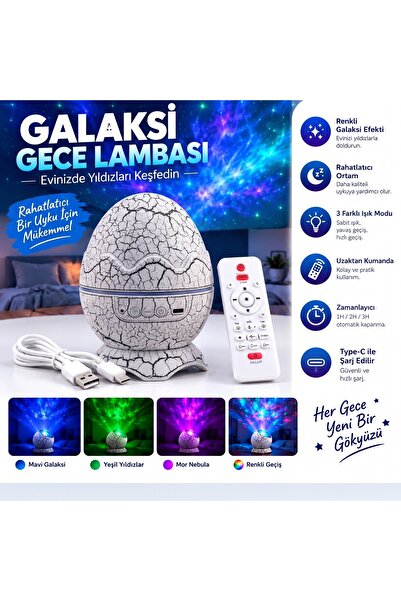 instatech Gece Lambası Galaxy Yıldız Projeksiyon | LED Galaksi Projektörü | A...