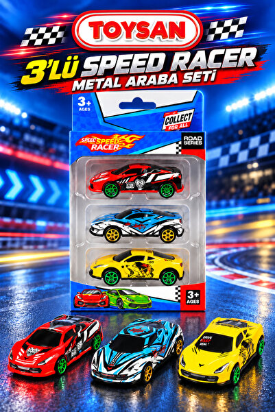 Toysan , 3'Lü Speed Racer Metal Araba Seti