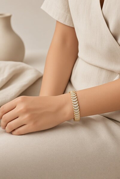 XUPING JEWELRY سوار من ستايل إنسي/كسوبينج جويلري بتصميم نصف قمر مرصع بحجر الز...
