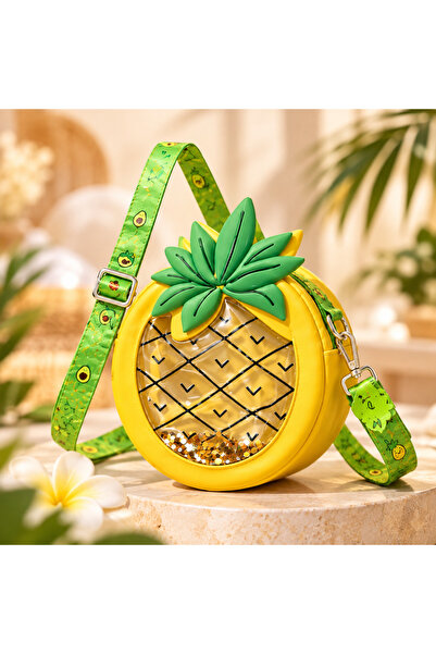 Moonbelle Girl's Pineapple Shaped Shoulder Bag – Transparent Detail, Zipper C...