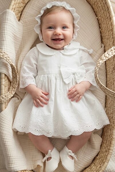 Cherub Baby Manolya Kız Bebek Bebe Yaka Fisto Elbise Yenidoğan Lüx Elbise Set...