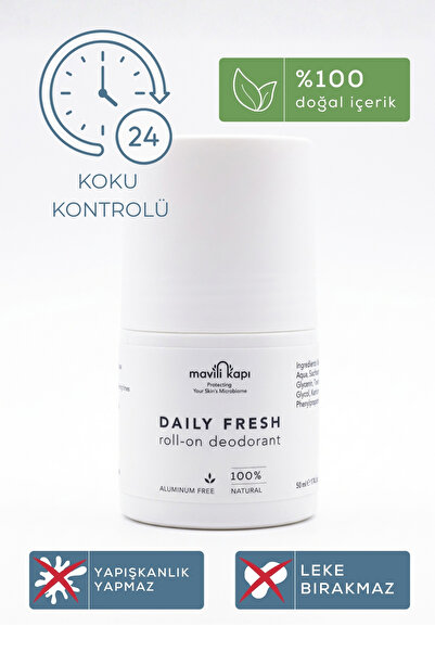Mavili Kapı Daily Fresh Roll-on Doğal Deodorant Alüminyum İçermez Kokuyu Önle...