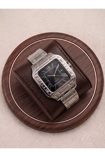 Mazzy Kallen Square Silver Inside Black Men's Wristwatch