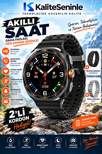 KALİTESENİNLE Sam,sung Galaxy Watch Ultra Uyumlu Akıllı Saat 47 mm Titanyum A...