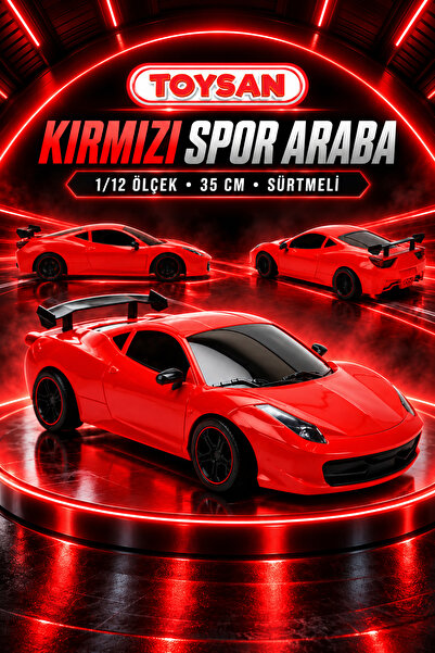 Toysan 1/12 SÜRTMELİ KIRMIZI SPOR ARABA FER 35 cm 1 ADET
