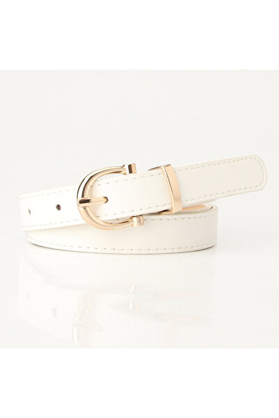 Choice1 105cm-41.33 inch WHITE 2023 Women Belts New PU Leather Simple Metal B...