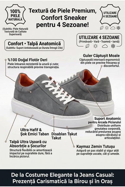 MAKRAS EXCLUSIVE Dana Inner Leather 1St Class Suede Genuine Leather Italian Design Tommy Gage Gray
