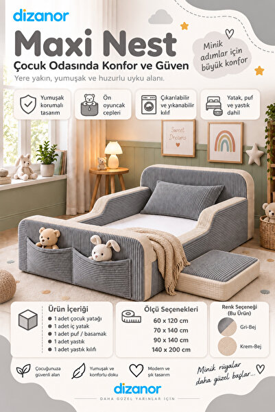 Dizanor Yeni Nesil Maxi Nest %100 Sünger ve Yıkanabilir Fermuarlı Kumaşa Sahi...