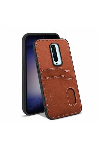 Zebana Oppo Reno 2Z Compatible Case Luxury Leather Case with Card Holder Brown