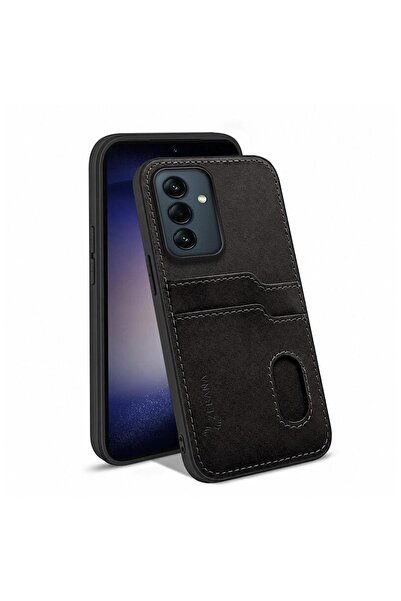 Zebana Samsung Galaxy A26 Uyumlu Kılıf Zebana Kartlıklı Lüx Deri Kılıf Siyah