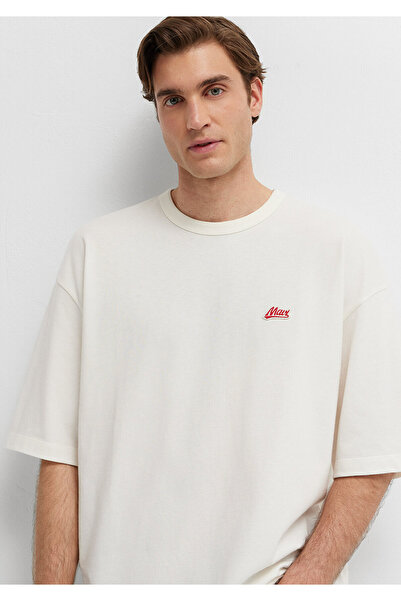 Mavi Patch Logo Embroidered Ecru T-Shirt Oversize / Wide Cut 0613503-70057