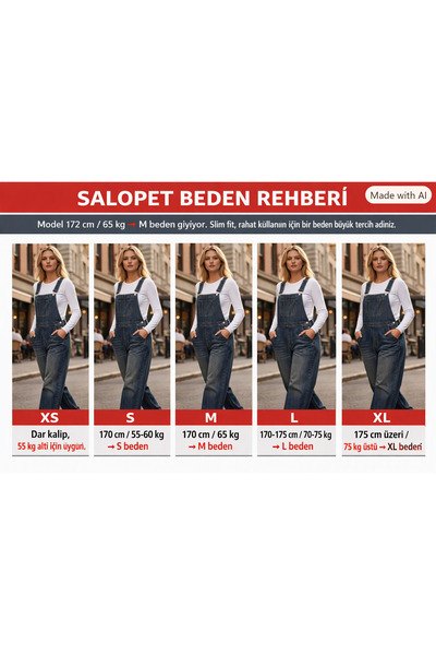 harmony factory Kadın Yüksek Bel Wide Leg Askılı Siyah Kot Salopet Tulum Bahçıvan Pantolon