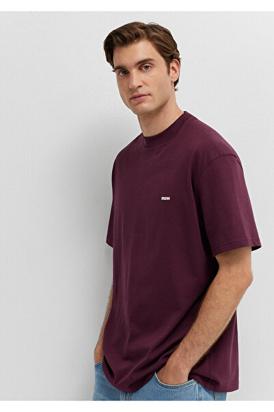 Mavi Logo Printed Claret Red Basic T-Shirt Loose Fit / Comfortable Cut 061221...
