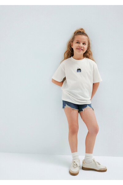 Mavi M Printed Ecru T-Shirt Loose Fit / Comfortable Cut 6610485-70057