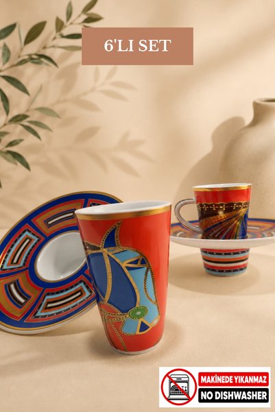 Edora Home Türk Kahvesi Fincan Takımı Palermo 6 Kişilik 12 Parça (Makinede Yıkanmaz)