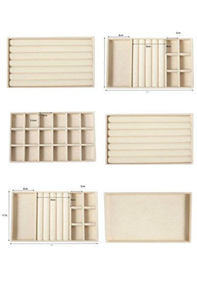LONDON Birds Store Takı kutusu Şık 6 lı set çekmece içi takı organizer ( bej ...