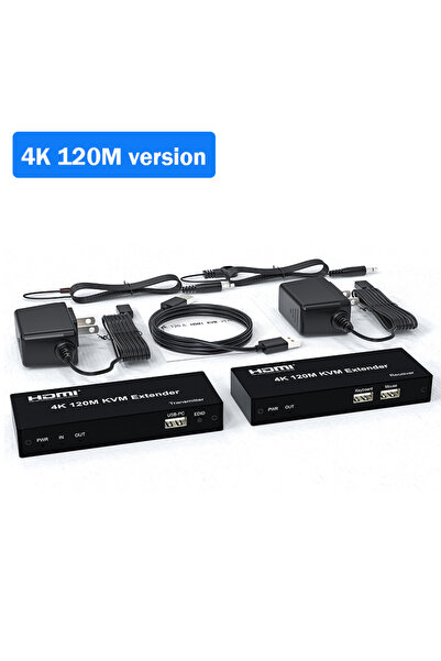Choice with EU Plug 4K 120M version 4K 120M HDMI KVM Extender 60M over RJ45 E...