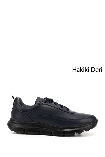 GÖNDERİ(R) Erkek Lacivert Bağcıklı Hakiki Deri Sneaker