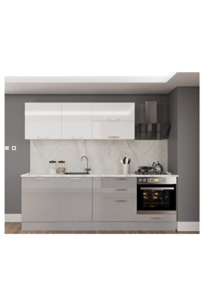 Fly Mutfak ve Banyo 260CM FLY GRİ BEYAZ HIGH GLOSS ANK.MUTFAK D.