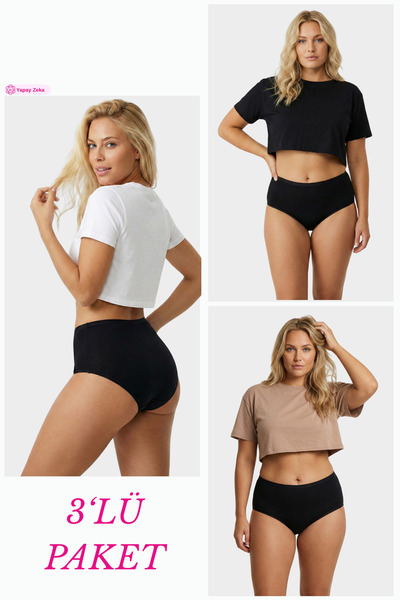 Newlilla 1018 Women's Classic Cut Cotton Plain Bato Panties 3-Pack
