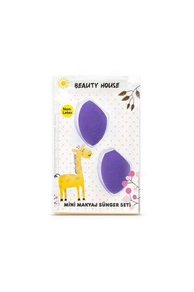 Beauty House مجموعة إسفنجة مكياج صغيرة مكونة من قطعتين - أرجواني