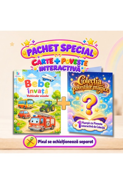 minibooks Pachet Bebe învață vehiculele vesele Carte cu sunete interactivă + ...