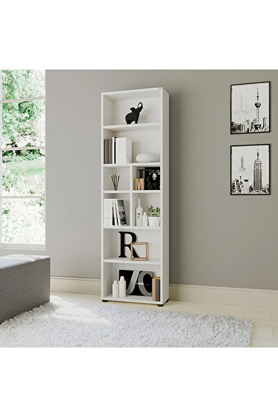 Adore Yeni White 8 Bölmeli Kitaplık 23x55x187