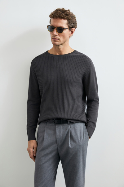 Lufian Bard Crew Neck Knitwear Sweater Dark Brown