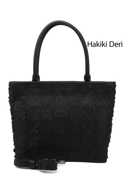GÖNDERİ(R) Kadın Siyah Hakiki Deri El ve Omuz Çantası
