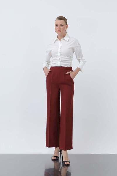 Puane Kadın Düz Kesim Pantolon - 18243PNT Bordo
