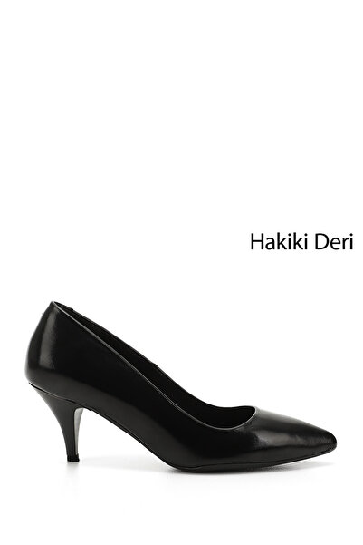 GÖNDERİ(R) Kadın Siyah Rugan Sivri Burun Orta Ince Topuklu Stiletto