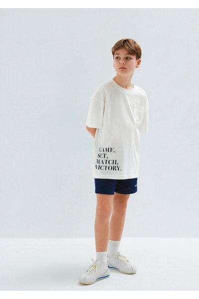 Mavi Tennis Club Printed Ecru T-Shirt Oversized / Wide Fit 6610400-70057