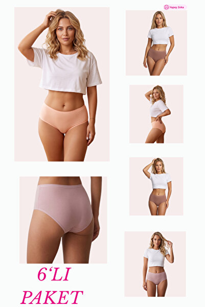 Newlilla 1018 Women's Classic Cut Cotton Plain Bato Panties 6 Pack