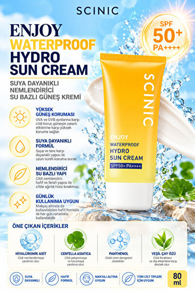 SCINIC Enjoy Waterproof Hidro Sun Cream SPF50+ PA++++ Suya Dayanıklı Nemlendi...