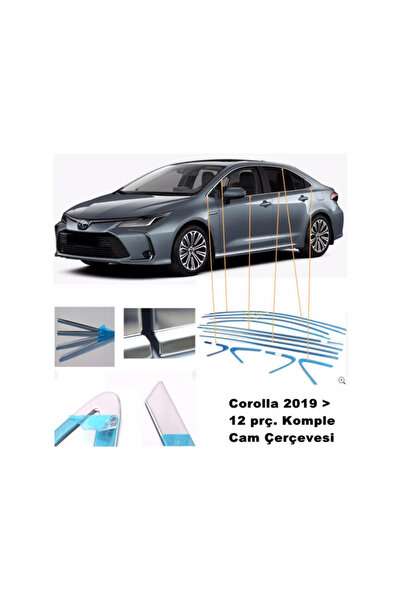 Niken Toyota corolla cam çerçevesi kenar çıtası krom tamtur 2019+ 12 parça