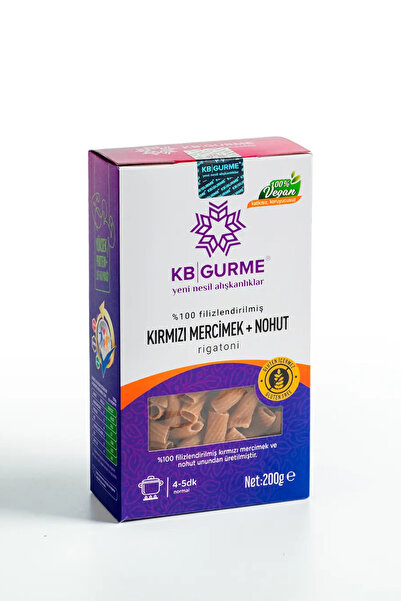Kbgurme Glutensiz & Vegan Kırmızı Mercimek + Nohut Makarna Rigatoni 200 gr