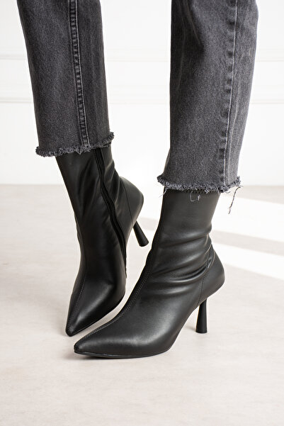 dabab shoes MARYA Γυναικείες μαύρες μπότες με λεπτό τακούνι 7 εκ. με φερμουάρ...