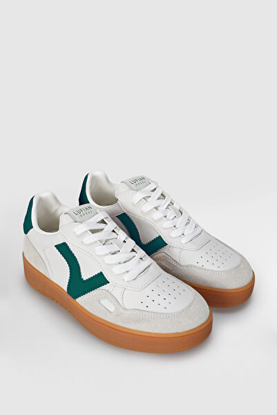 Lufian Unisex Beyaz Yeşil Süet Detaylı Gum Taban Retro Sneaker Spor Ayakkabı