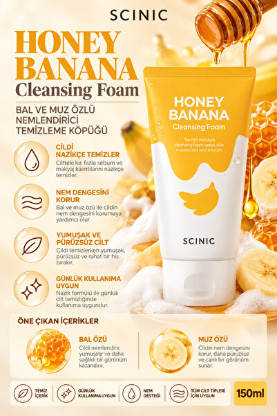 SCINIC Honey Banana Cleansing Foam Bal ve Muz Özlü Nemlendirici Temizleme Köpüğü