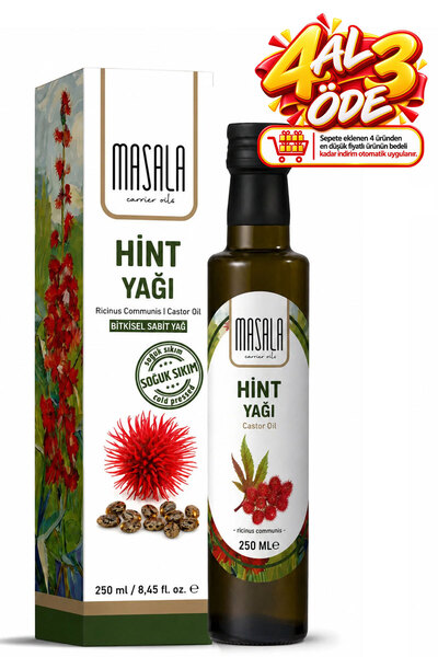 Masala Soğuk Pres Hint Yağı 250 ml – Saf ve Katkısız, Hekzan İçermez(Castor Oil)