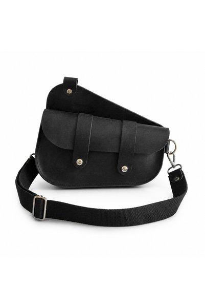 DEER Genuine Leather Saddle Bag – Frisco Leather Cross Shoulder Bag with Magnetic Closure – Black