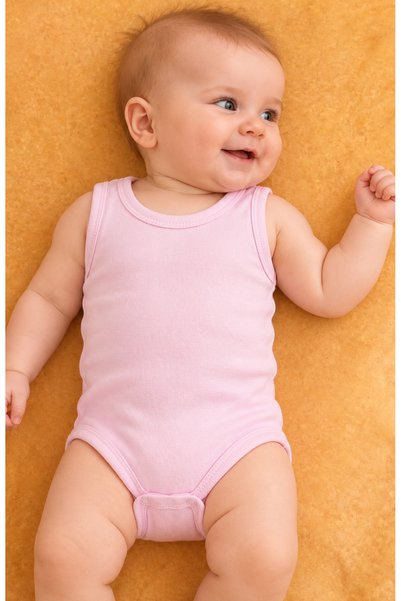 Rocha Baby Cotton Baby White Sleeveless Snap-On Bodysuit