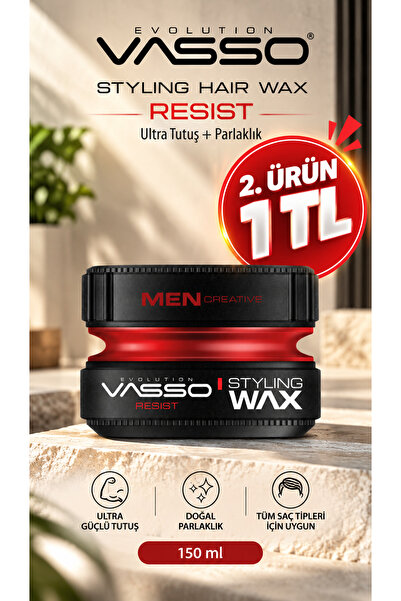 Vasso Men Kısa Saçlar Için 24 Saat Ultra Tutuş Ve Parlaklık Veren Wax - Resis...