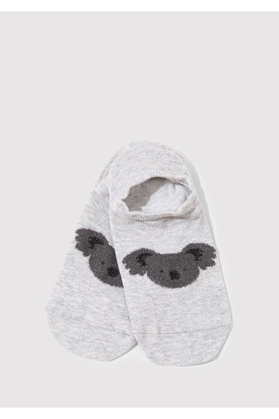 Mavi Koala Detaylı Gri Babet Çorap 1913574-70053