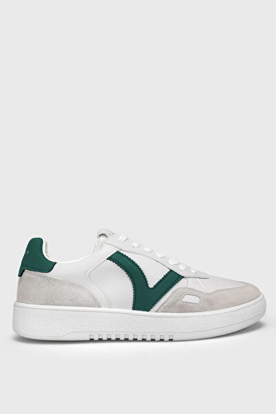 Lufian Erkek Beyaz Yeşil Günlük Sneaker Ayakkabı - Süet Panelli Retro Tasarım