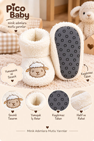 Pico Baby Bebek & Çocuk Kaydırmaz Tabanlı Ev Botu / Panduf / Kışlık Peluş Bot...