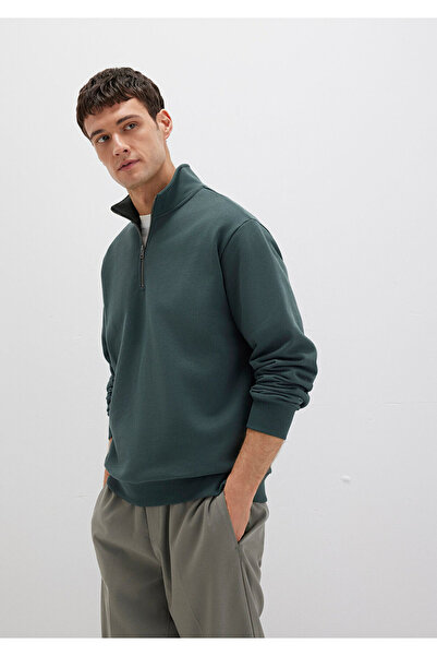 Mavi Semi-Zip Green Basic Sweatshirt 0S10419-71598
