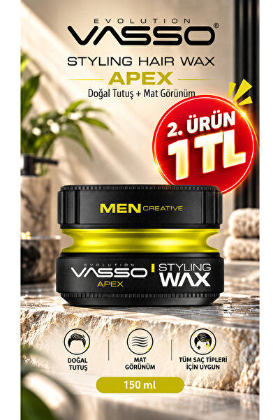 Vasso Men 24 Saat Tüm Saç Tipleri Için Doğal Tutuş Sağlayan Şekillendirici Ma...